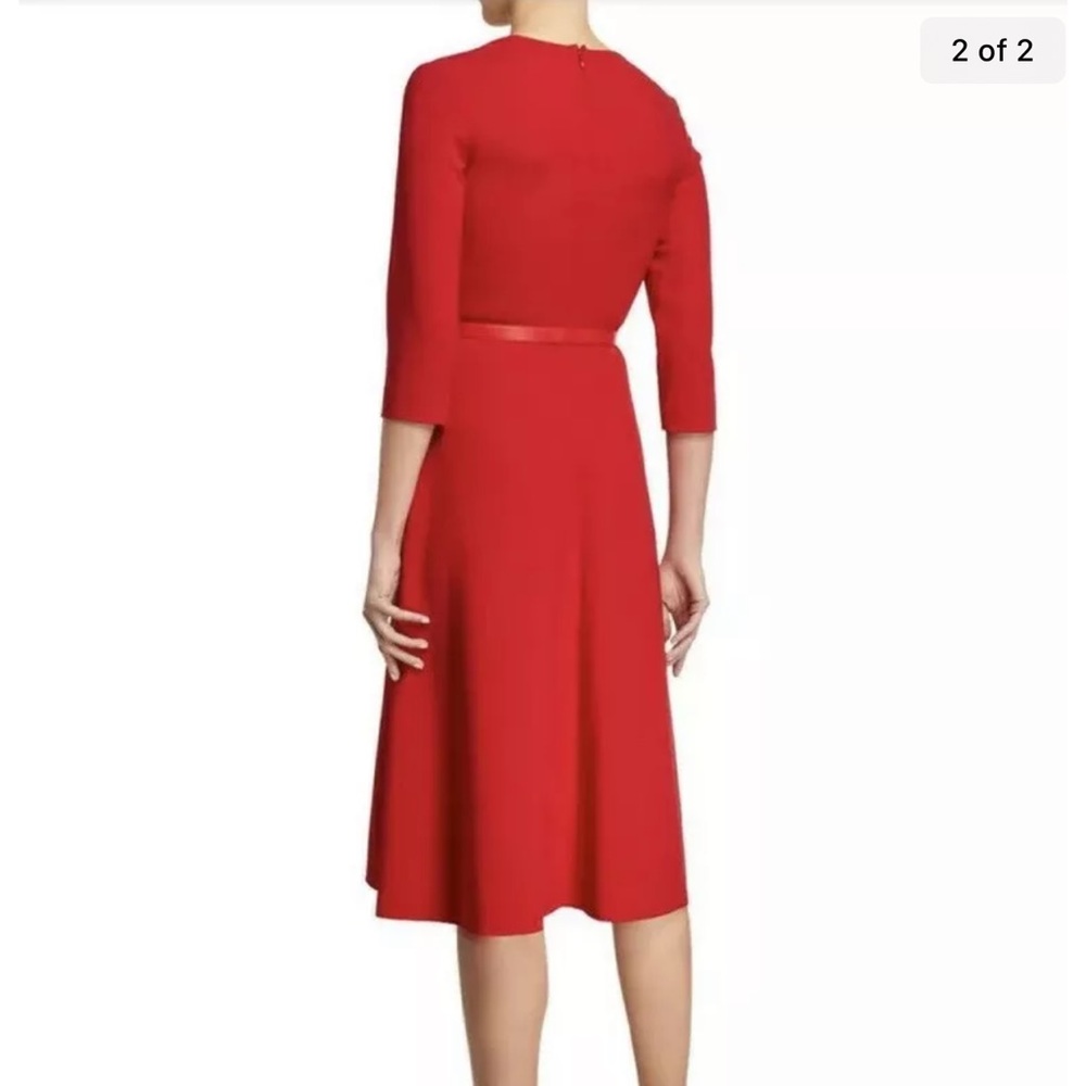 Ralph Lauren Collection Classics Women's 3/4 Sleeve V-neck Dress Red Wool Sz 12 - Picture 2 of 2